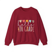 Hello 4th Grade Back To School Sweatshirt - Fourth Grade Vibes Heart Love Unisex Gift