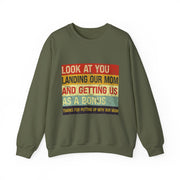 Funny Sweatshirt Gift for Him - Look At You Landing Our Mom Bonus Kids