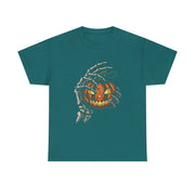 Skeleton Hand Pumpkin Halloween T-Shirt - Unisex Apparel