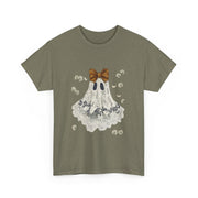 Cute Halloween Ghost T-Shirt with Bow Lace - Spooky Style Unisex Apparel