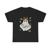 Cute Halloween Ghost T-Shirt with Bow Lace - Spooky Style Unisex Apparel
