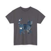 Retro Funny Denim Patch Cat T-Shirt - Unisex Apparel