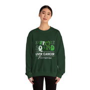 Groovy Support Squad Green Ribbon Liver Cancer Awareness Sweatshirt Unisex Gift