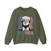 'MERICA Trump Sweatshirt Funny 4th Of July American Flag Unisex Gift