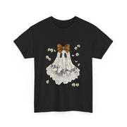 Cute Halloween Ghost T-Shirt with Bow Lace - Spooky Style Unisex Apparel
