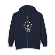 Funny Skeleton Juggling Ghosts Halloween Zip Hoodie Unisex
