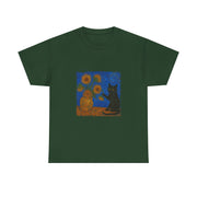 Van Gogh Black Cat Sunflowers T-Shirt - Funny Gift for Cat Parents