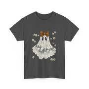 Cute Halloween Ghost T-Shirt with Bow Lace - Spooky Style Unisex Apparel