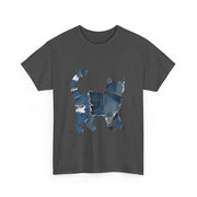 Retro Funny Denim Patch Cat T-Shirt - Unisex Apparel