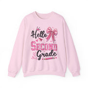 Hello Second Grade First Day Of School Teacher Sweatshirt Coquette Style Gift for Her