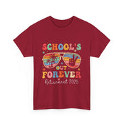 School's Out Forever Retired Teacher 2025 Groovy Retirement T-Shirt Unisex Gift