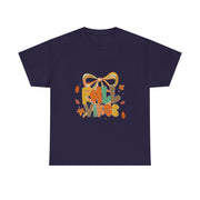 Coquette Bow Fall Vibes Thanksgiving Autumn Leaves T-Shirt - Unisex Apparel