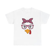 Cute Thanksgiving Turkey Face Leopard Print Glasses Women's T-Shirt