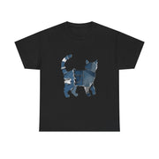 Retro Funny Denim Patch Cat T-Shirt - Unisex Apparel