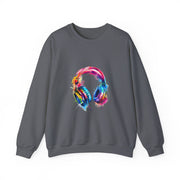 Colorful Music Headphones Sweatshirt for Music Lovers Unisex Apparel
