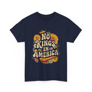 Retro Floral 70s T-Shirt for Women - No King in American Democracy