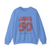 Jaws 50th Anniversary Sweatshirt, Movie Logo Front Back Design, Unisex Apparel