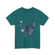Retro Funny Denim Patch Cat T-Shirt - Unisex Apparel