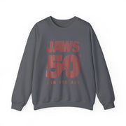 Jaws 50th Anniversary Sweatshirt, Movie Logo Front Back Design, Unisex Apparel
