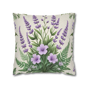 Timeless Fern & Lavender Bloom Pillowcase Elegant Pastel Botanical Home Decor