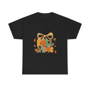 Coquette Bow Fall Vibes Thanksgiving Autumn Leaves T-Shirt - Unisex Apparel