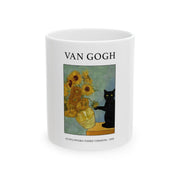 Van Gogh Black Cat Sunflower Mug - Funny Cat Lover Gift
