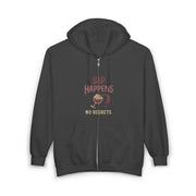 Sip Happens Squad Goals No Regrets Wine Novelty Zip Hoodie - Unisex Apparel
