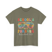 School's Out Forever Retired Teacher 2025 Groovy Retirement T-Shirt Unisex Gift