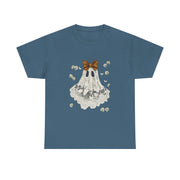 Cute Halloween Ghost T-Shirt with Bow Lace - Spooky Style Unisex Apparel