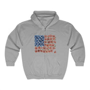 Retro Flower American Flag Zip Hoodie – Vintage USA Patriotic 4th of July Style for Women Who Love Freedom
