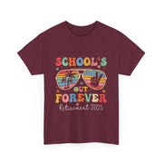 School's Out Forever Retired Teacher 2025 Groovy Retirement T-Shirt Unisex Gift