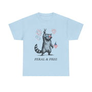 Feral and Free Raccoon T-Shirt – Funny Patriotic 4th of July Tee with Wild Spirit for Independence Day Lovers