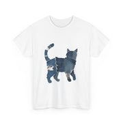 Retro Funny Denim Patch Cat T-Shirt - Unisex Apparel