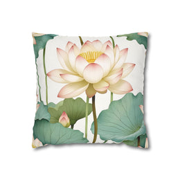 Vintage Lotus Flower Botanical Pillow Case - Home Decor Accent