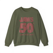 Jaws 50th Anniversary Sweatshirt, Movie Logo Front Back Design, Unisex Apparel