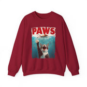 Humorous Cat Chasing Mouse PAWS Parody Sweatshirt  Funny Gift for Fans