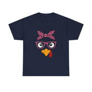 Cute Thanksgiving Turkey Face Leopard Print Glasses Women's T-Shirt