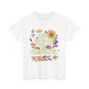 No King in America T-Shirt – Retro 70s Floral Democracy Tee with Patriotic Message for Women Who Value Freedom