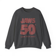 Jaws 50th Anniversary Sweatshirt, Movie Logo Front Back Design, Unisex Apparel