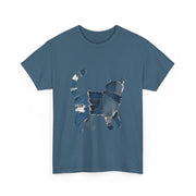 Retro Funny Denim Patch Cat T-Shirt - Unisex Apparel