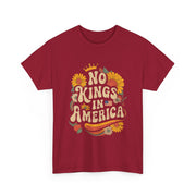 Retro Floral 70s T-Shirt for Women - No King in American Democracy