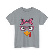 Cute Thanksgiving Turkey Face Leopard Print Glasses Women's T-Shirt