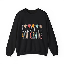 Hello 4th Grade Back To School Sweatshirt - Fourth Grade Vibes Heart Love Unisex Gift