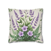 Timeless Fern & Lavender Bloom Pillowcase Elegant Pastel Botanical Home Decor