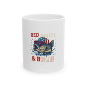 Patriotic Red White & Bruh America Fish Fishing 4th Of July Mug