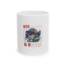 Patriotic Red White & Bruh America Fish Fishing 4th Of July Mug