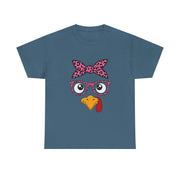 Cute Thanksgiving Turkey Face Leopard Print Glasses Women's T-Shirt