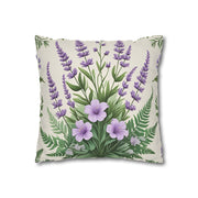 Timeless Fern & Lavender Bloom Pillowcase Elegant Pastel Botanical Home Decor