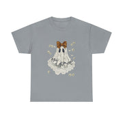 Cute Halloween Ghost T-Shirt with Bow Lace - Spooky Style Unisex Apparel