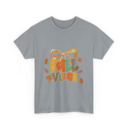 Coquette Bow Fall Vibes Thanksgiving Autumn Leaves T-Shirt - Unisex Apparel